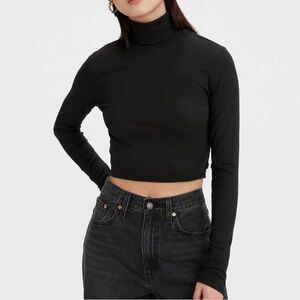 Black Levi's Turtleneck Crop Top